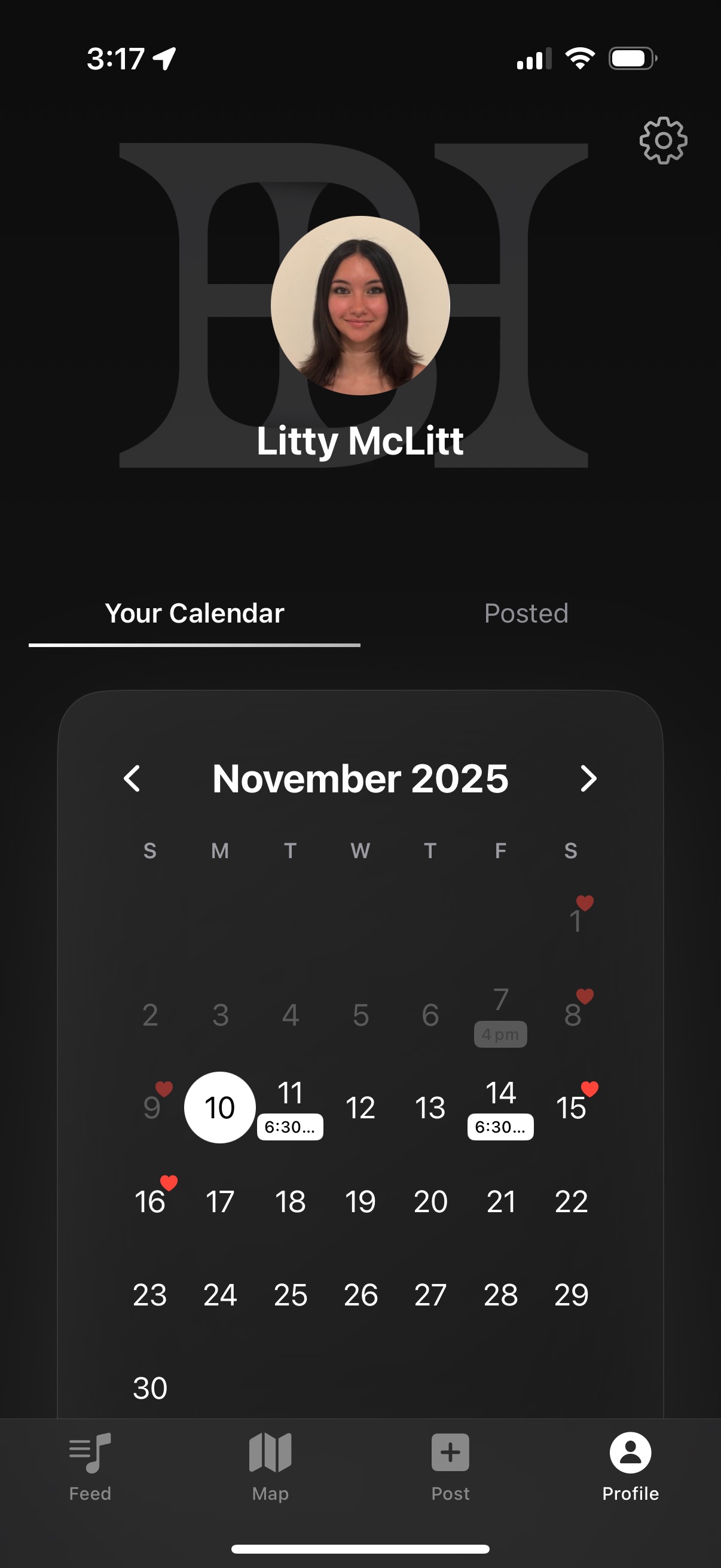 BandHouse calendar view for planning upcoming shows.